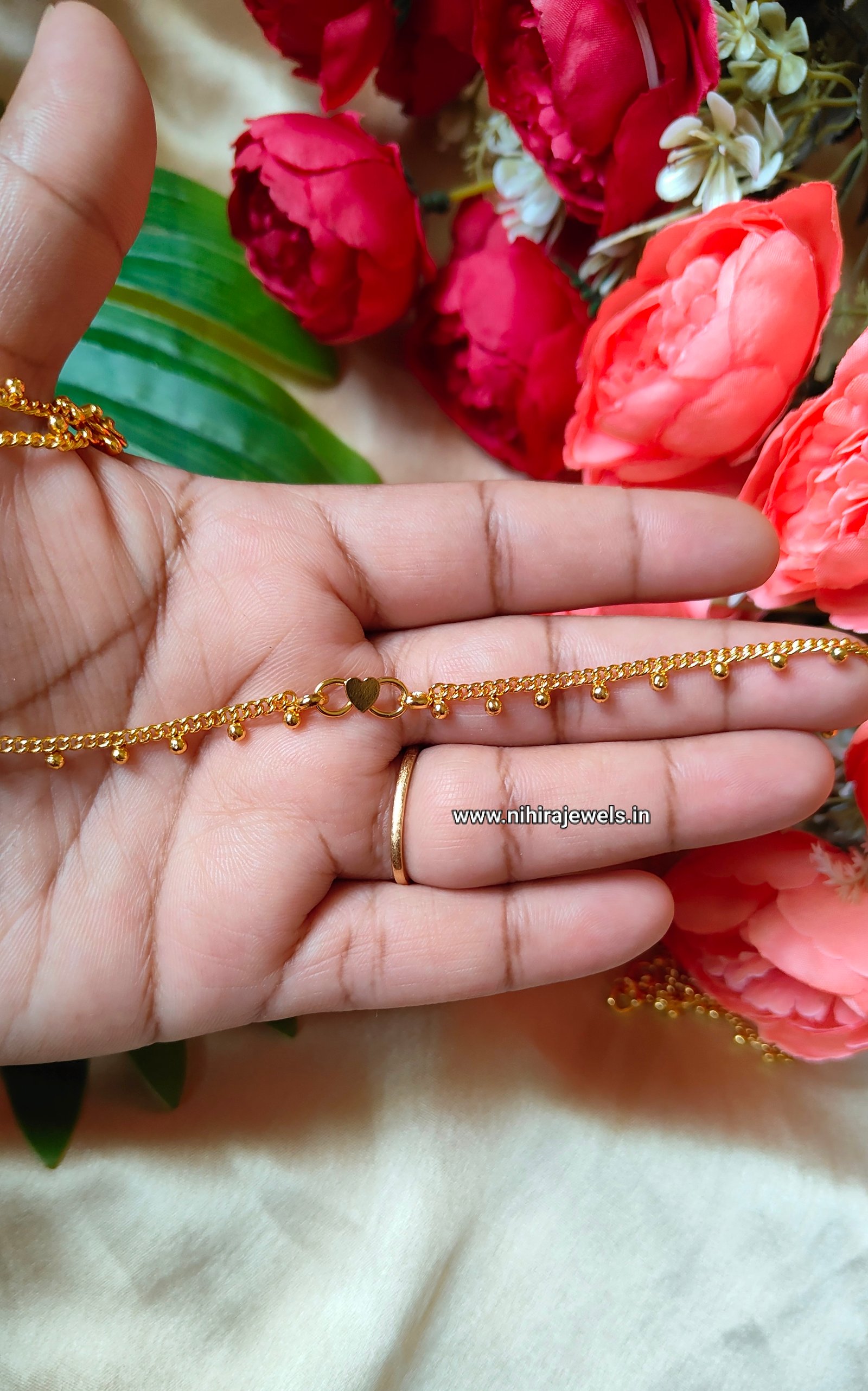 Nihira Tiny Ball Anklet size 11.5 inch