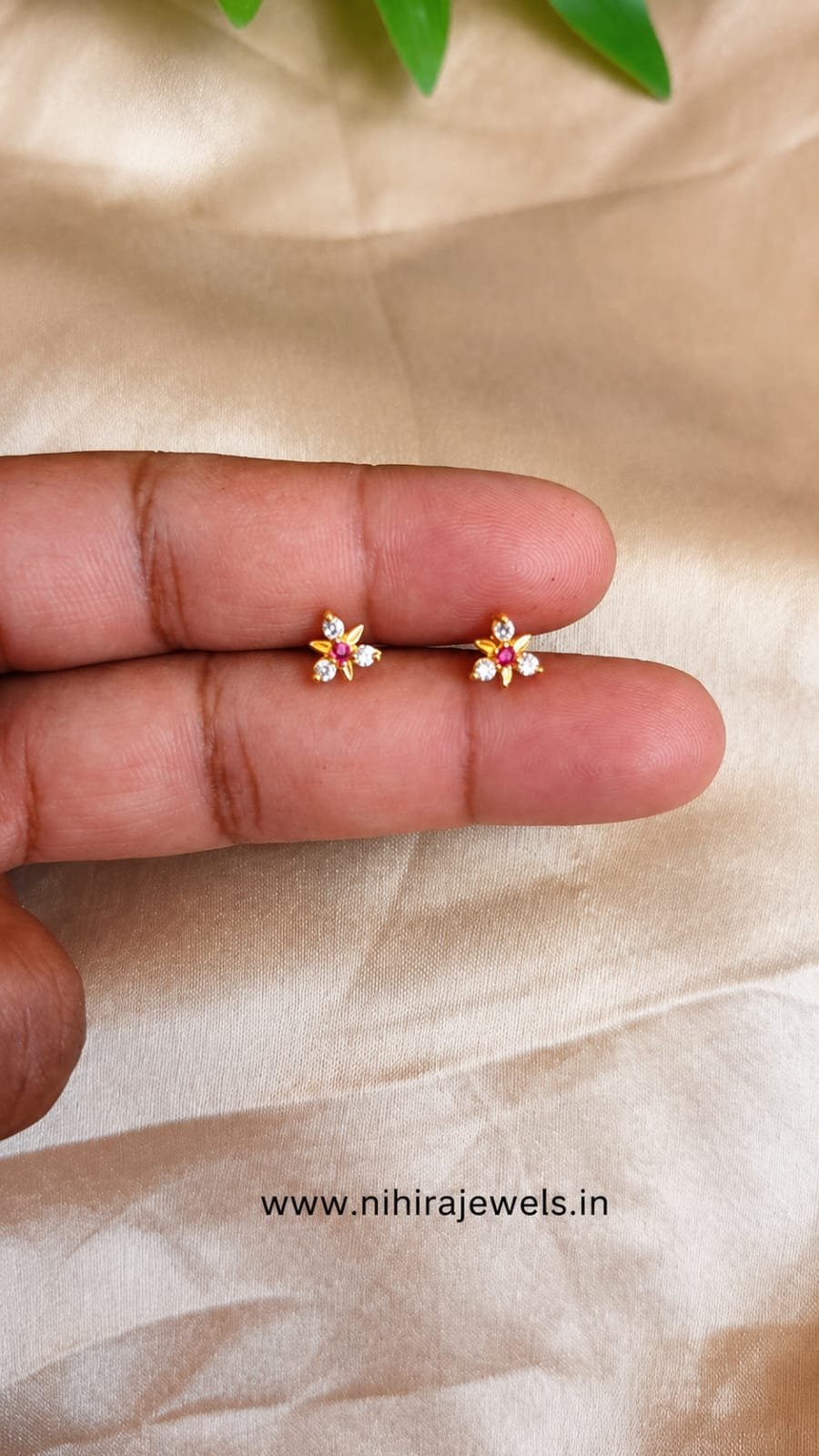 Ruby Petal  Earstud - 1pair