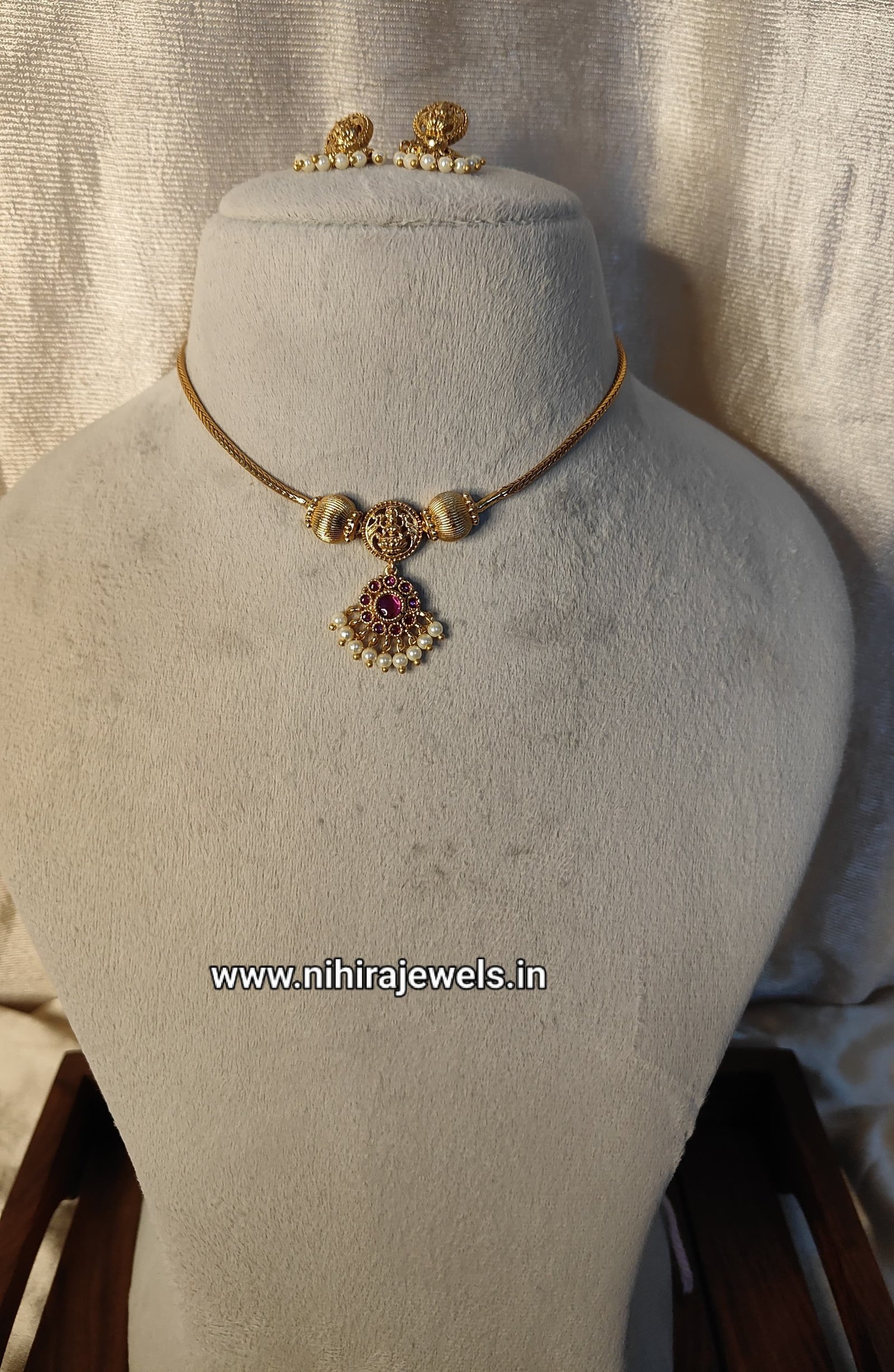Kalyani Red Pink Stone Necklace - NS00101