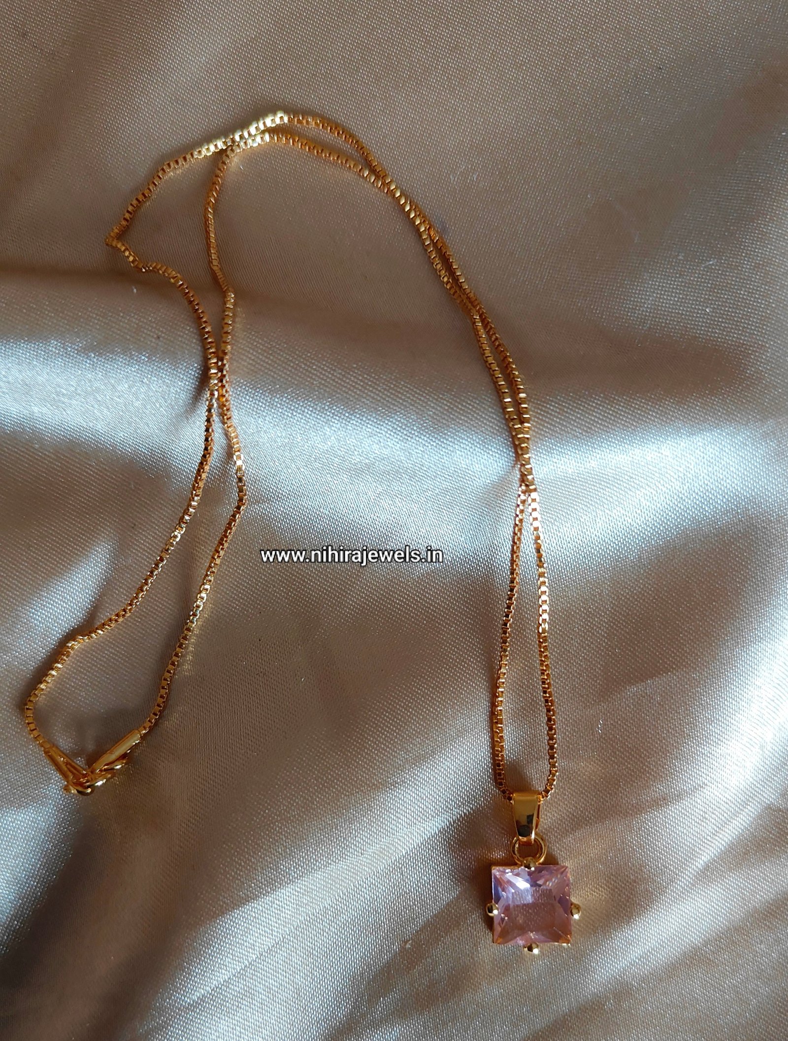 Pink Crystal Pendant with Chain