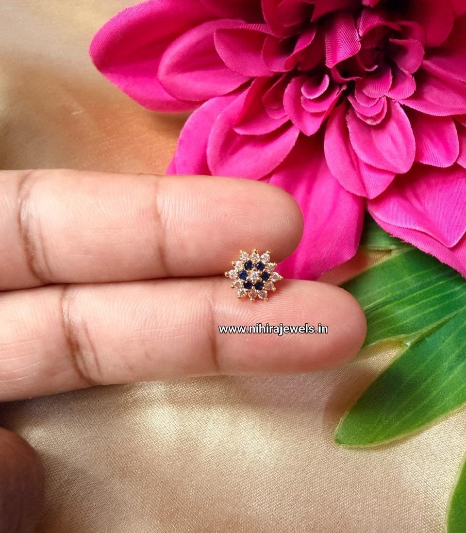 Tharaka White and Blue Nosepin (7.5 mm)